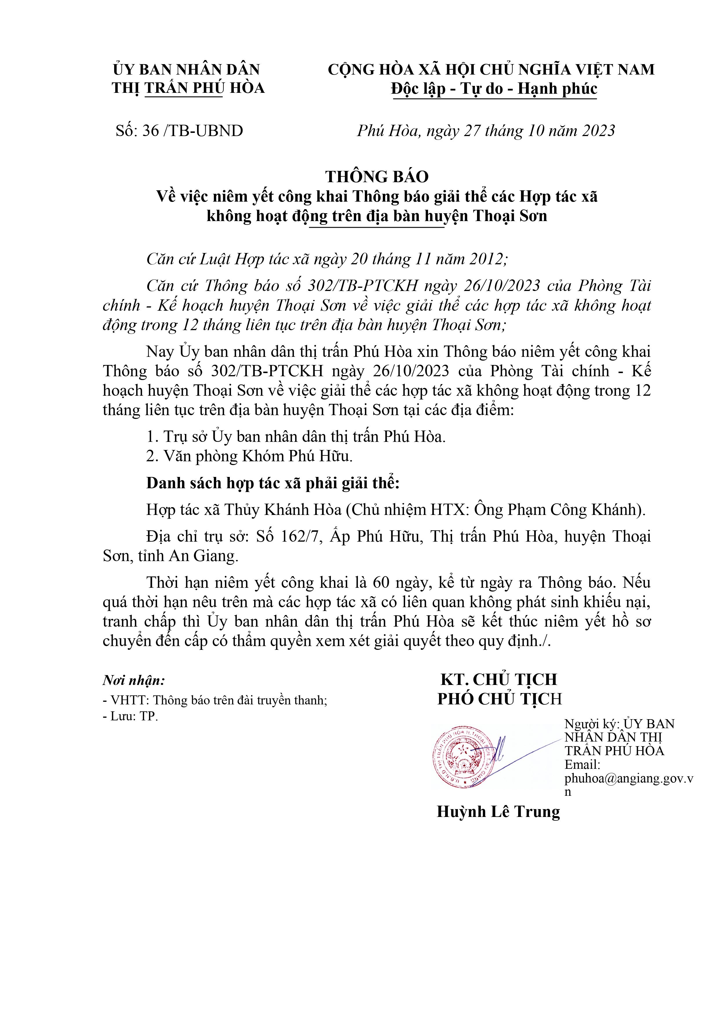 36 Thông báo